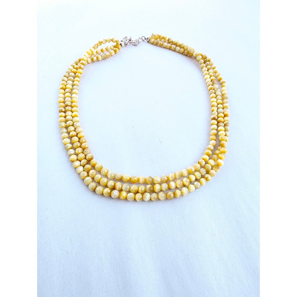 Jay King DTR Sterling Silver 925 Triple Strand Faceted Yellow Tiger eye Necklace